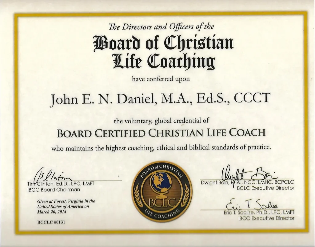 Board Certified Christian Life Coach