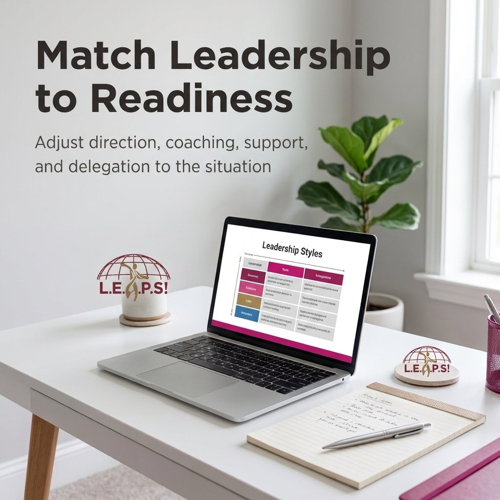 Four-part leadership framework matching guidance intensity to team member readiness