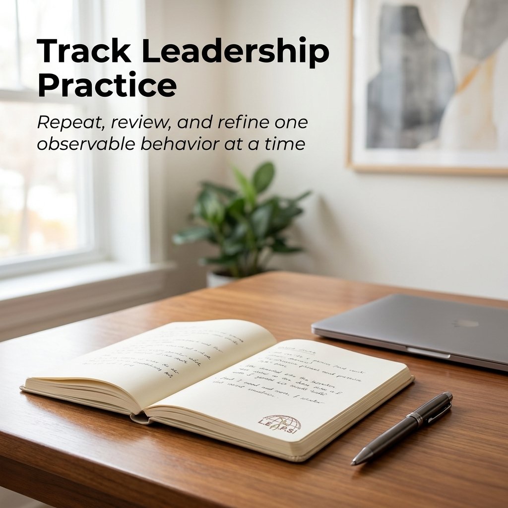 Line chart showing leadership behavior progress across repeated practice and feedback cycles