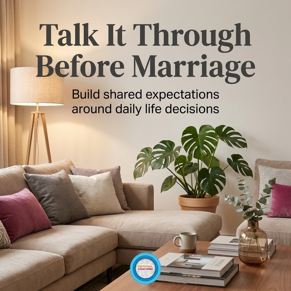 Four-part checklist covering money, family, conflict, and daily responsibilities