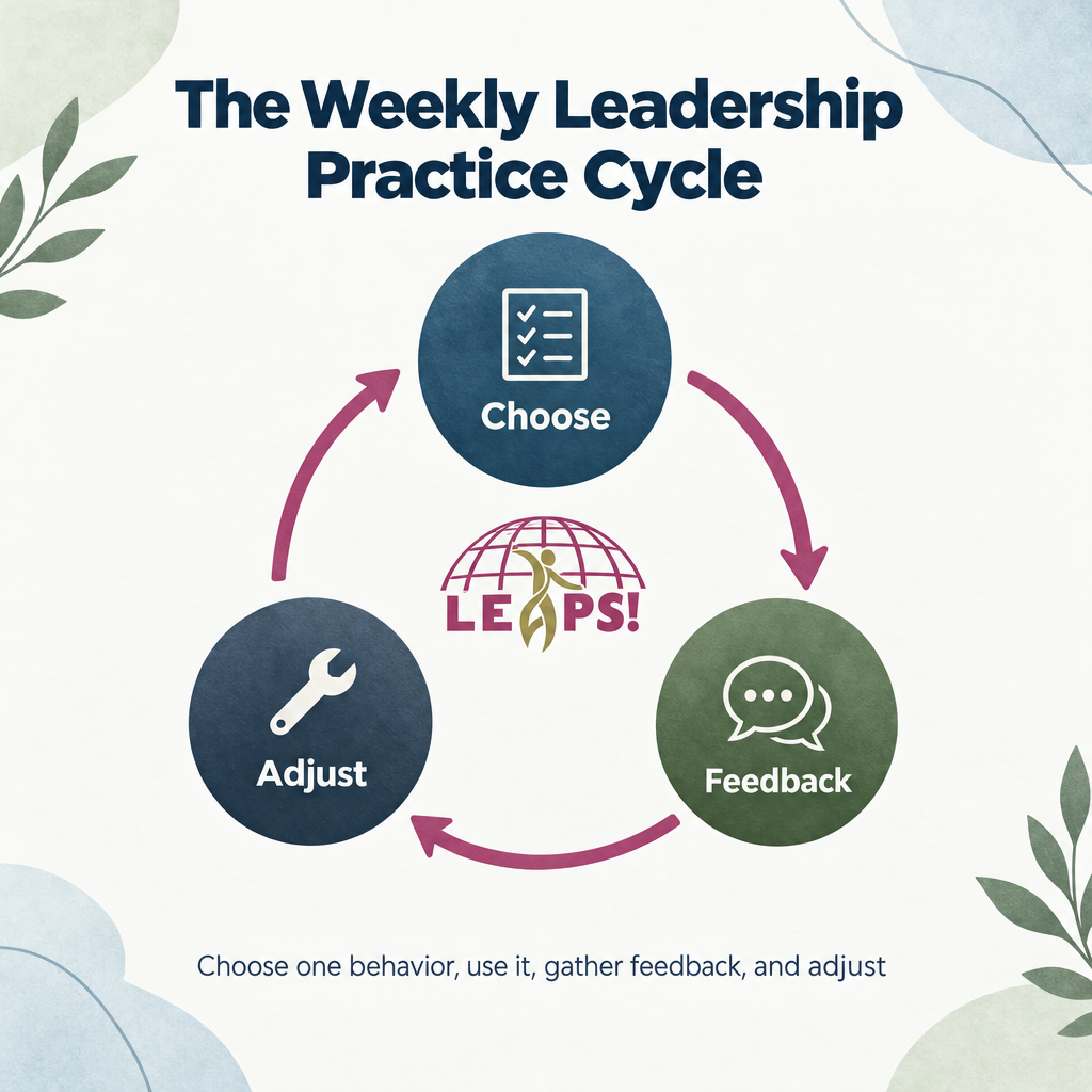 Four-step weekly cycle for applying leadership skills at work